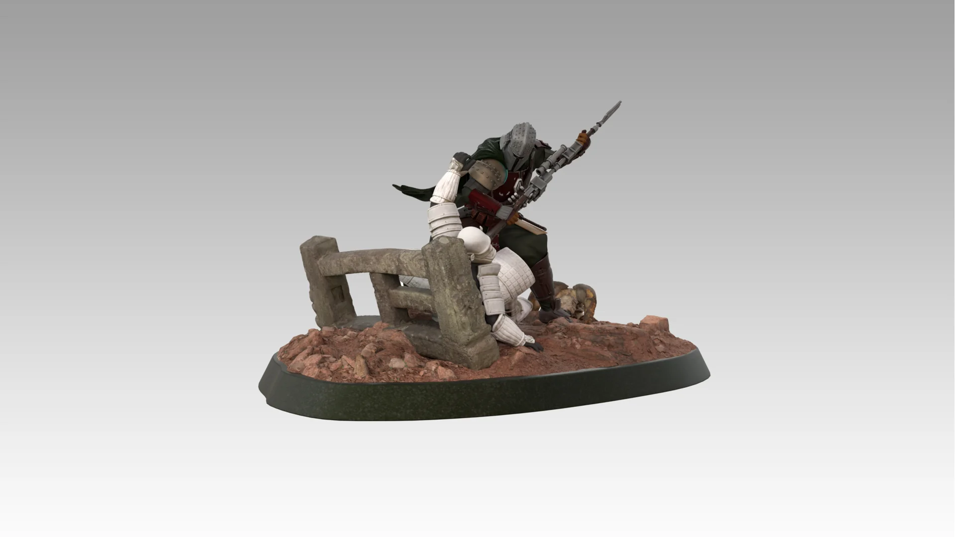 Mandalorian Samurai Statue STL - Image 12