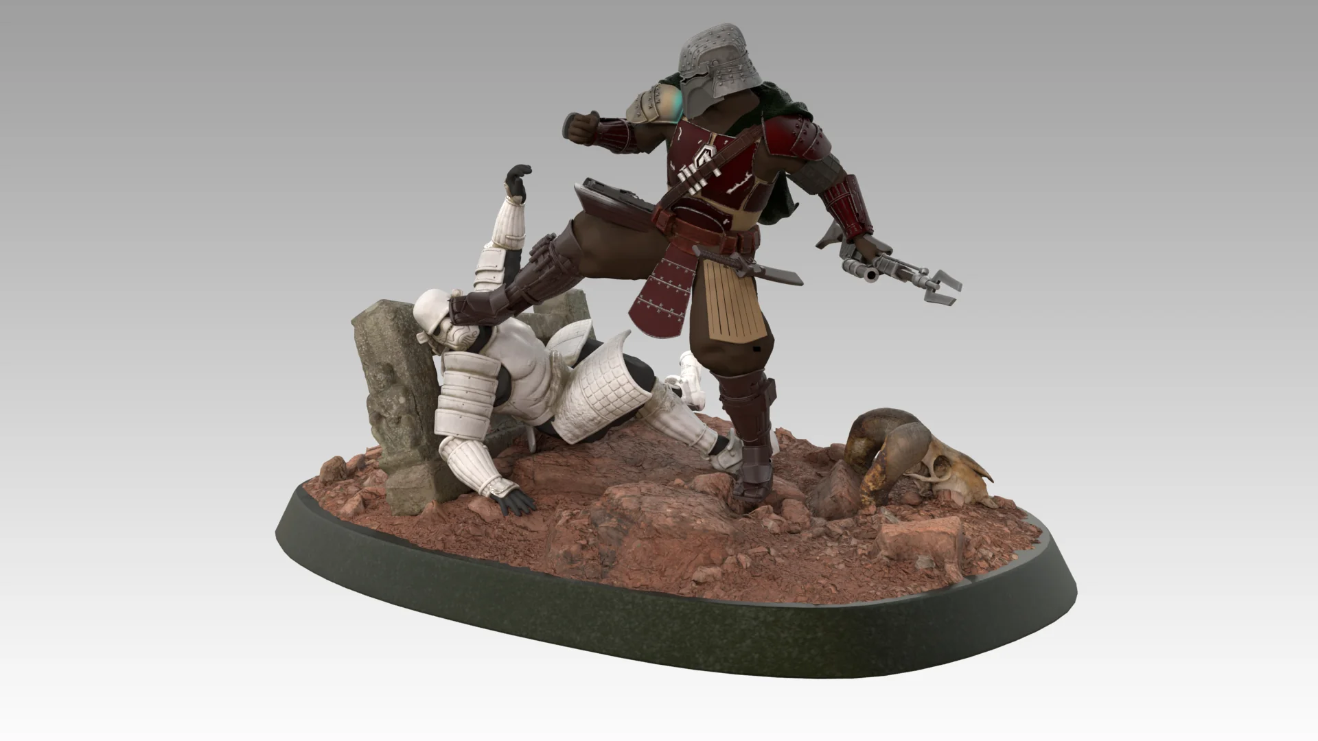 Mandalorian Samurai Statue STL - Image 14