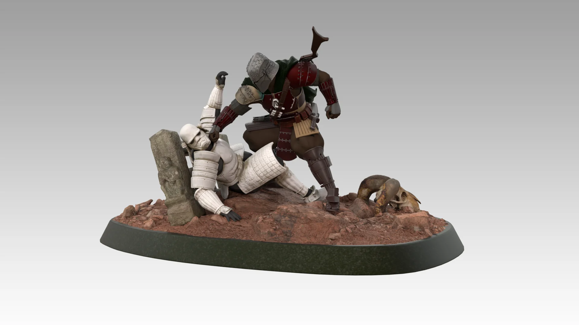 Mandalorian Samurai Statue STL - Image 2