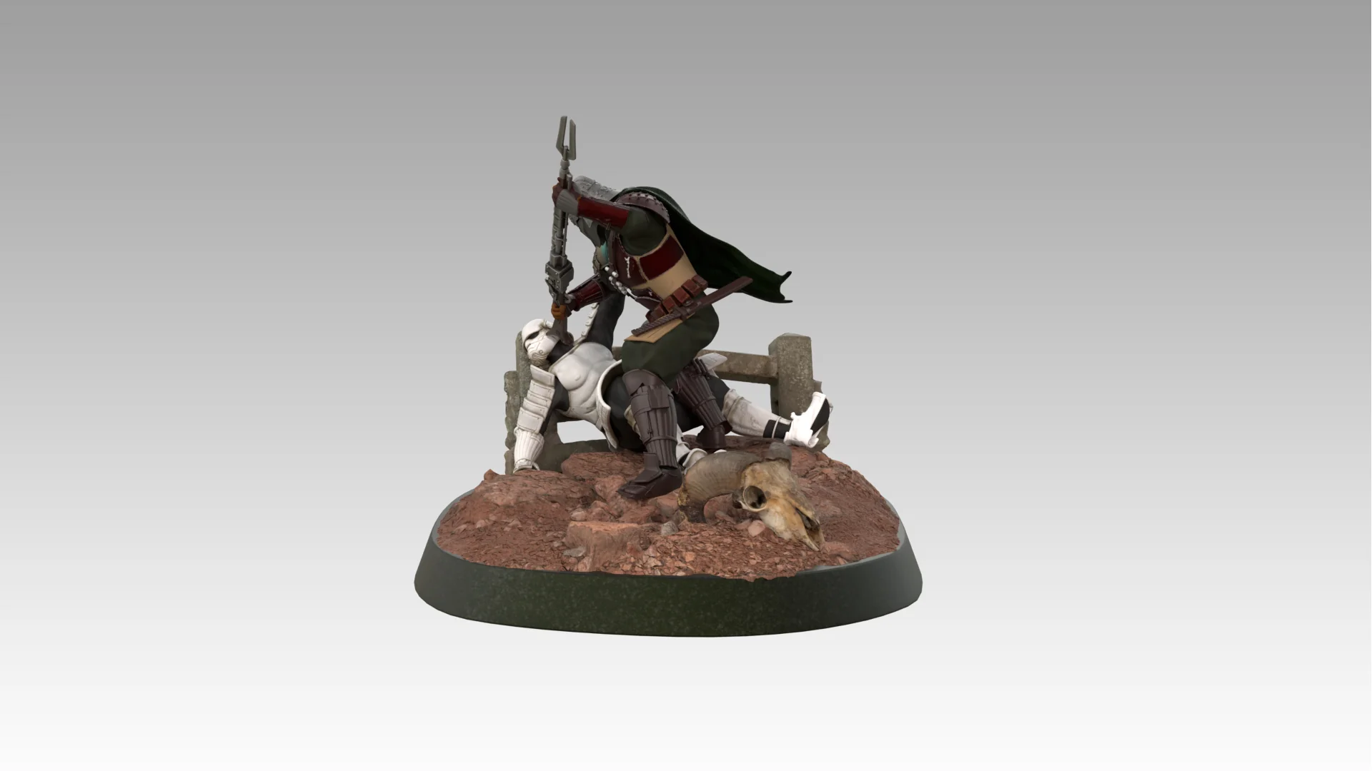Mandalorian Samurai Statue STL - Image 9